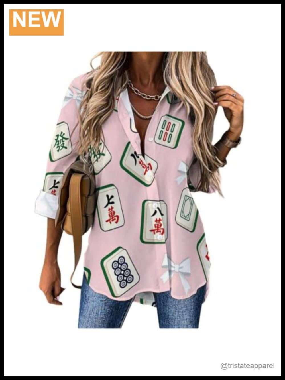 Women's Polyester Spread Collar Button Down Long Sleeve Casual Top